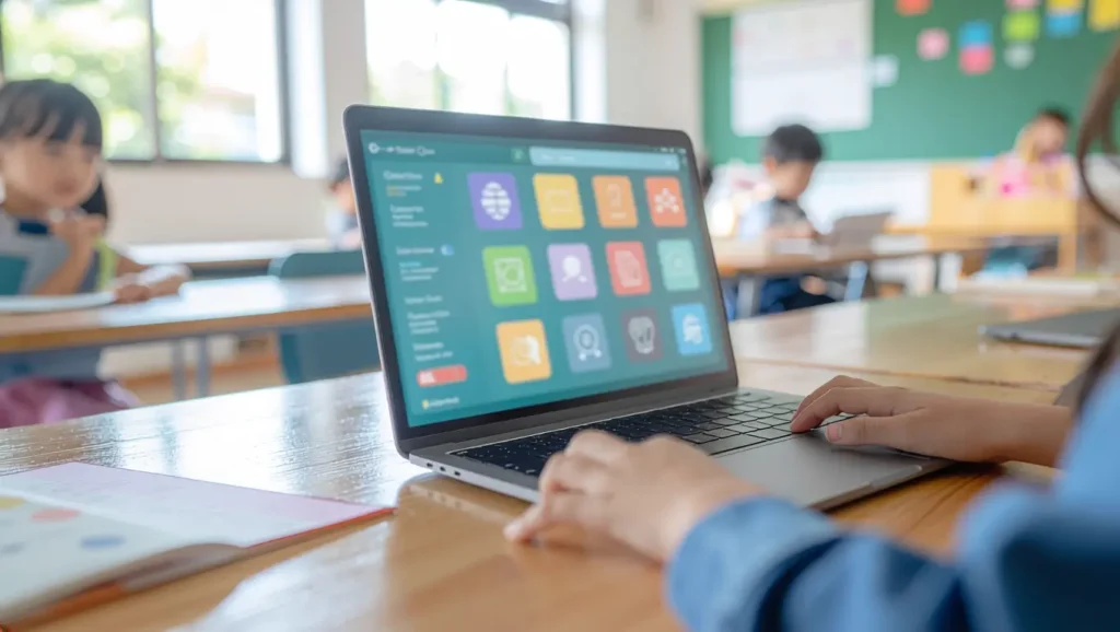 学習eポータルを使用している児童のイメージ