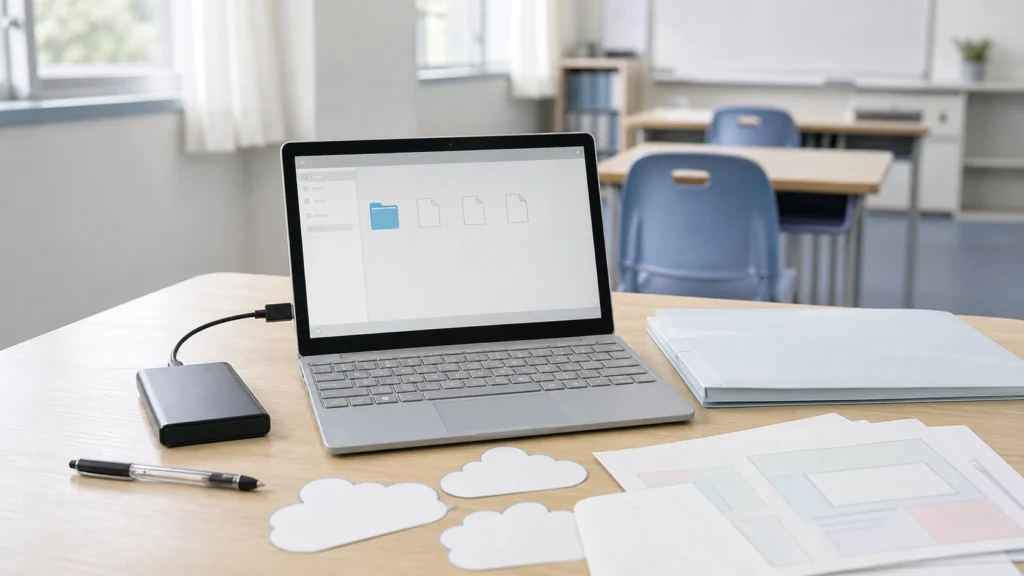 机上に並ぶタブレットでofficeソフトを使っているイメージ画像