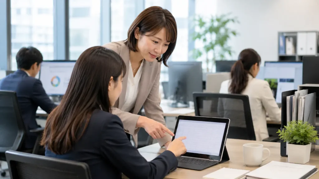 仕事でexcelを使っている様子