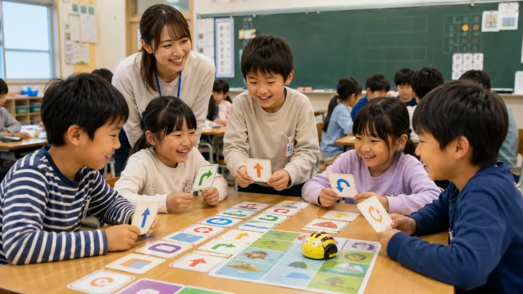 プログラミングの基礎を学んでいる小学生達